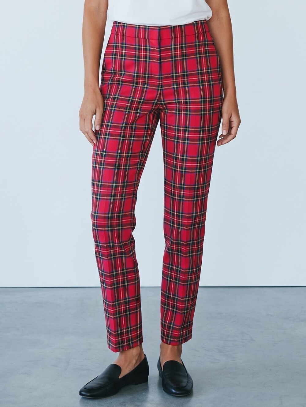 J. Crew Red Tartan Plaid High Waist Straight-Leg Pants 6